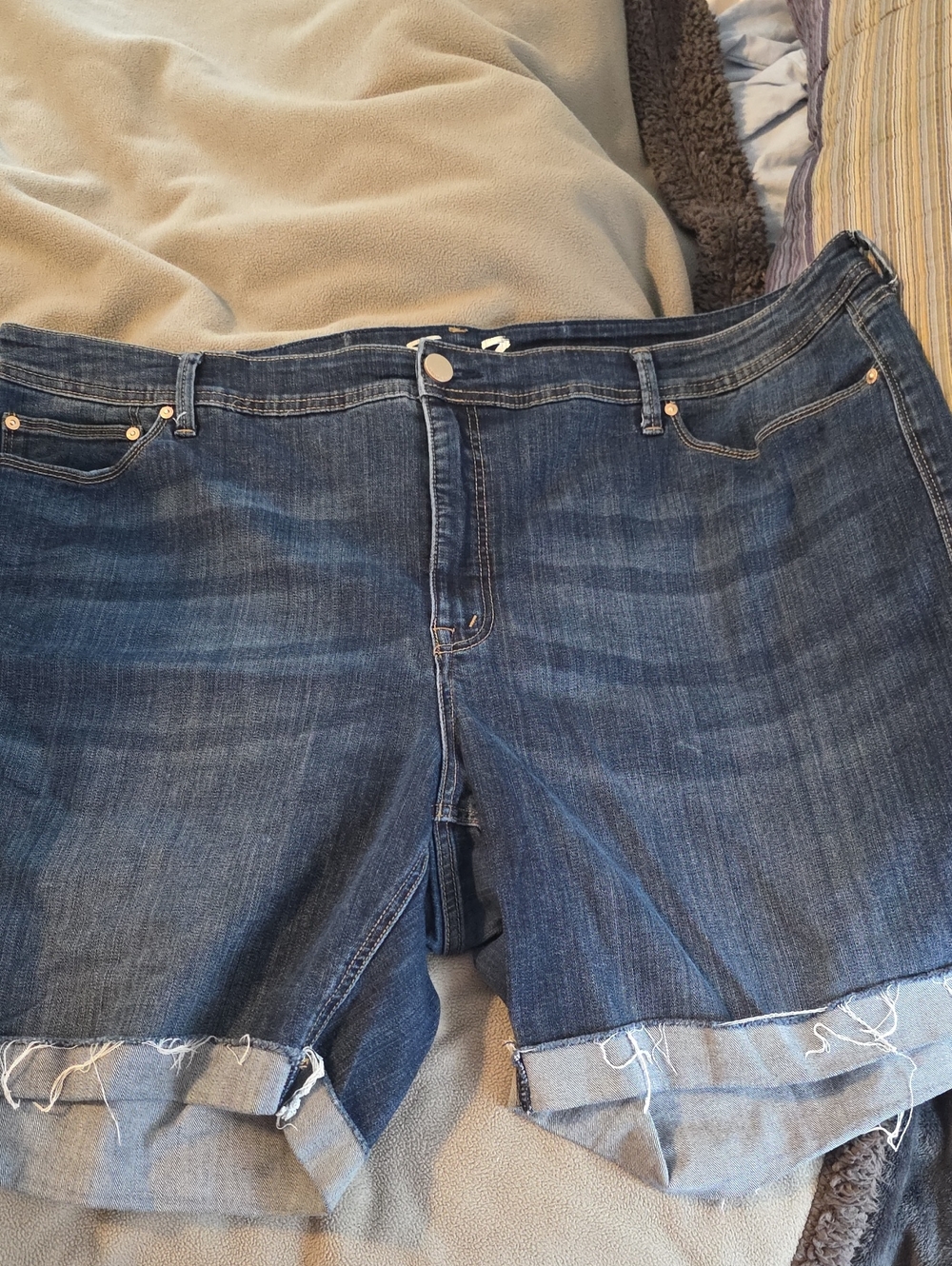 Seven7 Dark Blue Roll-Cuff Denim Shorts